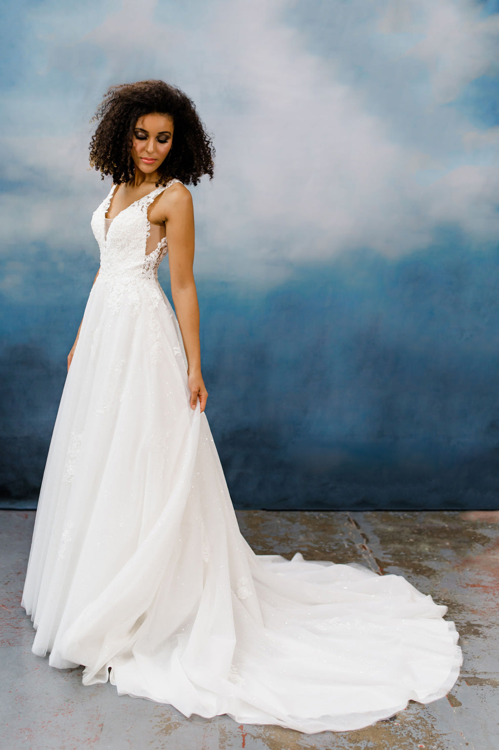 Hn-Valerie – Delicately Embellished Lace Tulle Gown