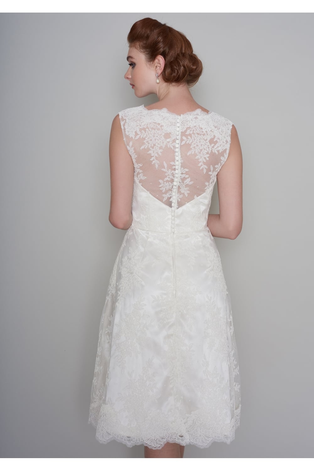 86-Mia – Classic Lace Tea-Length Wedding Dress