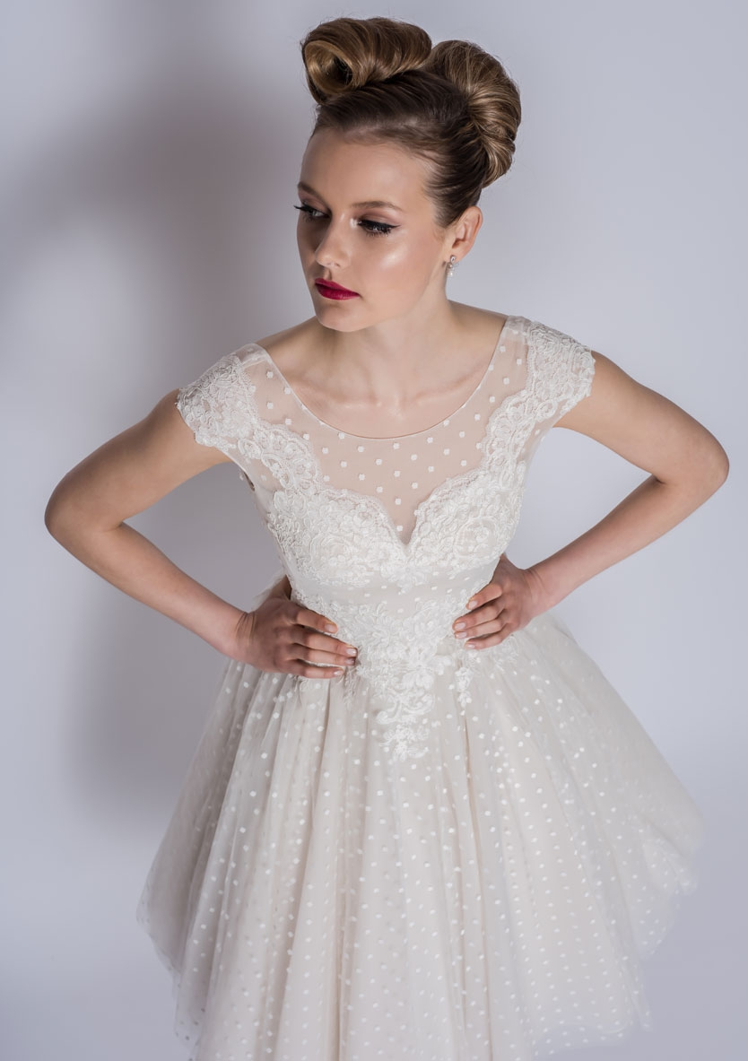 86-Betty - Tea length short wedding dress