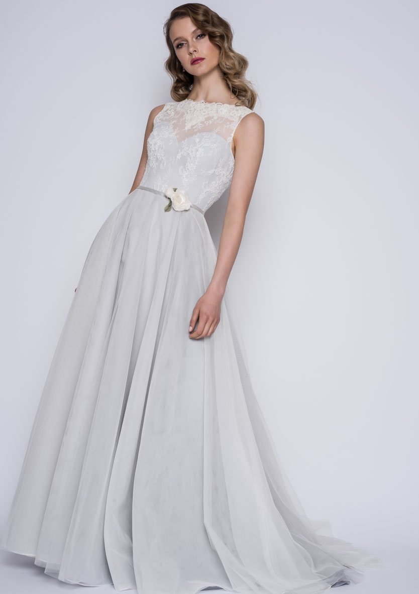 Full length Boho bridal dress with lace bodice by Lou Lou 86-esme-r