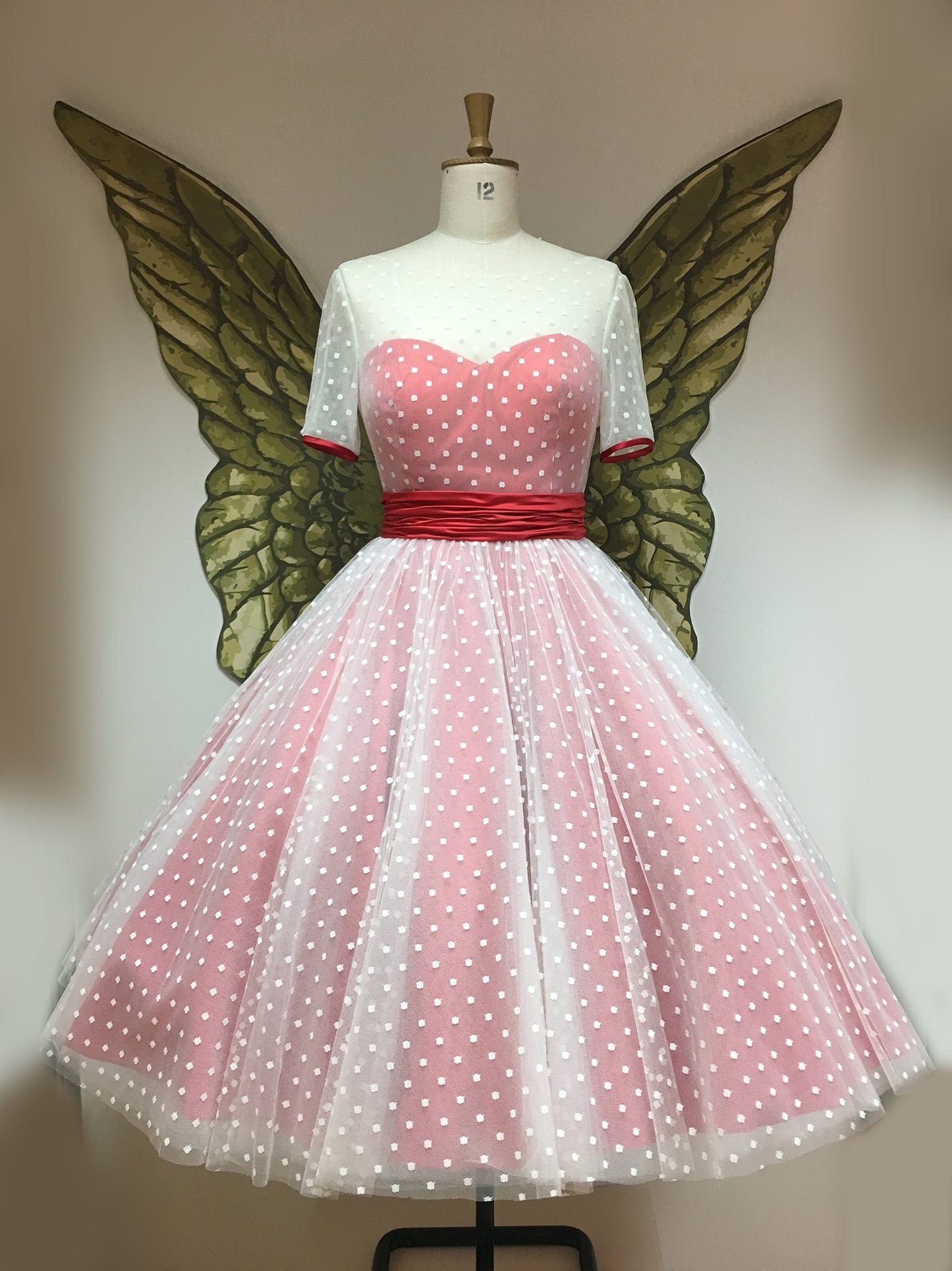 red tea length wedding dress