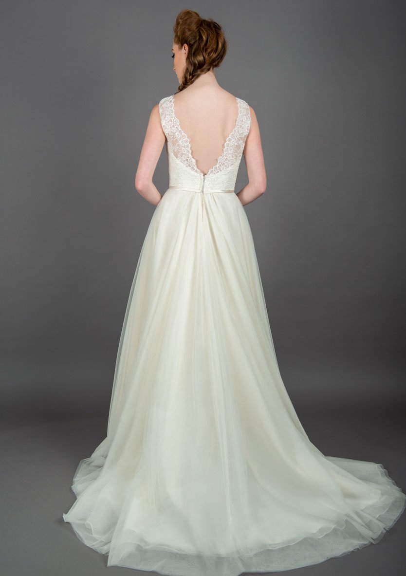 Full length Boho bridal dress with lace bodice by Lou Lou 86-esme-r