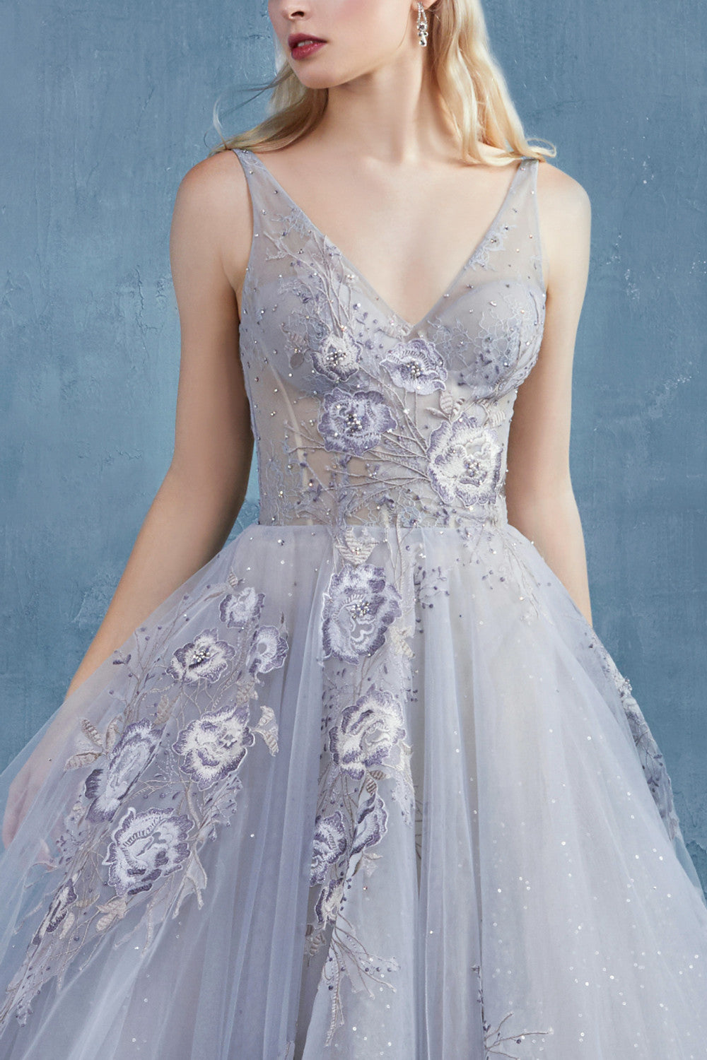 Close up of the bodice of the Lilian wedding gown