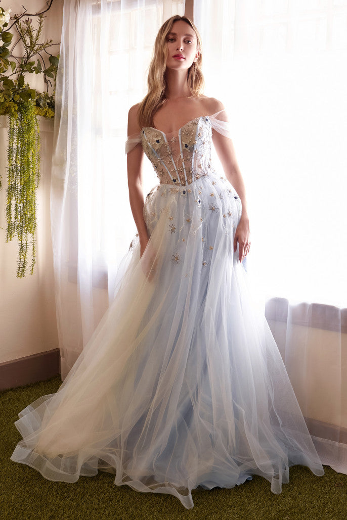The Rowan off the shoulder Stars tulle A-Line wedding dress al-rowan