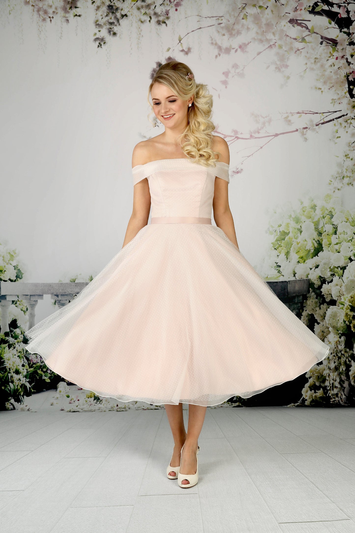 The Peggy tea length wedding dress in rose