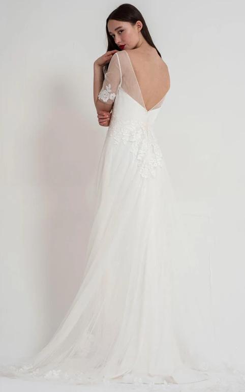 The Ava Boho style wedding dress' train