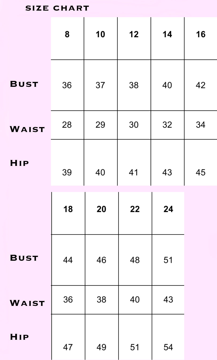 Kai sizing chart