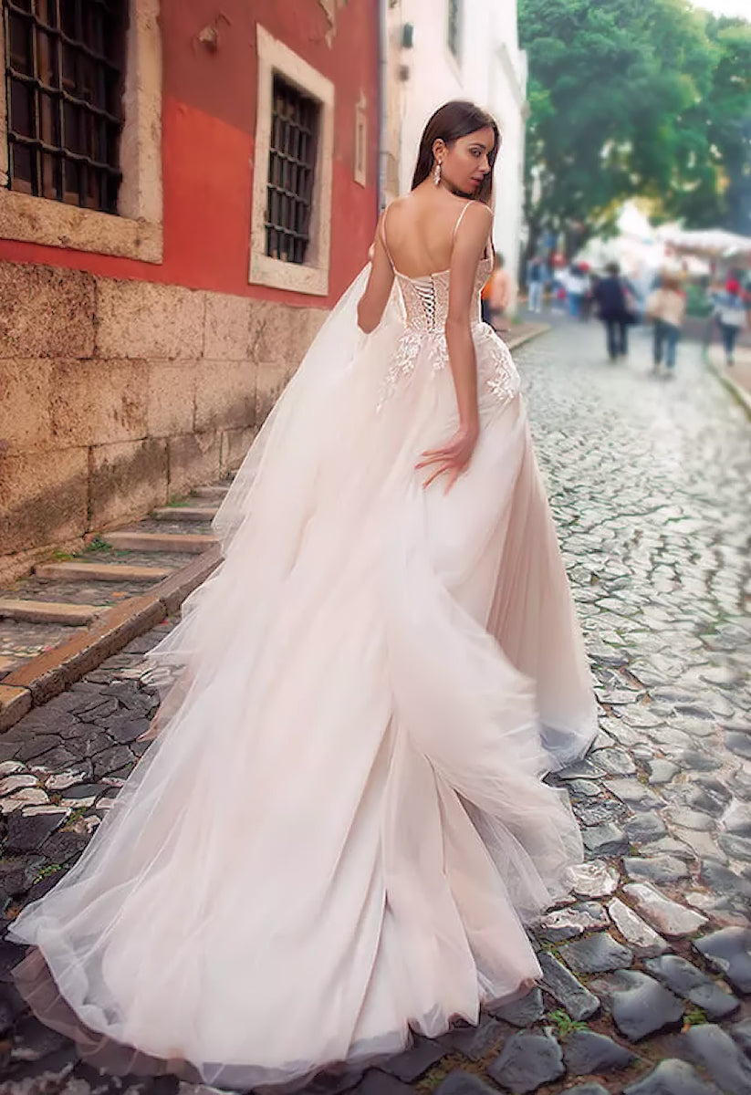 The Amal Boho wedding dress train