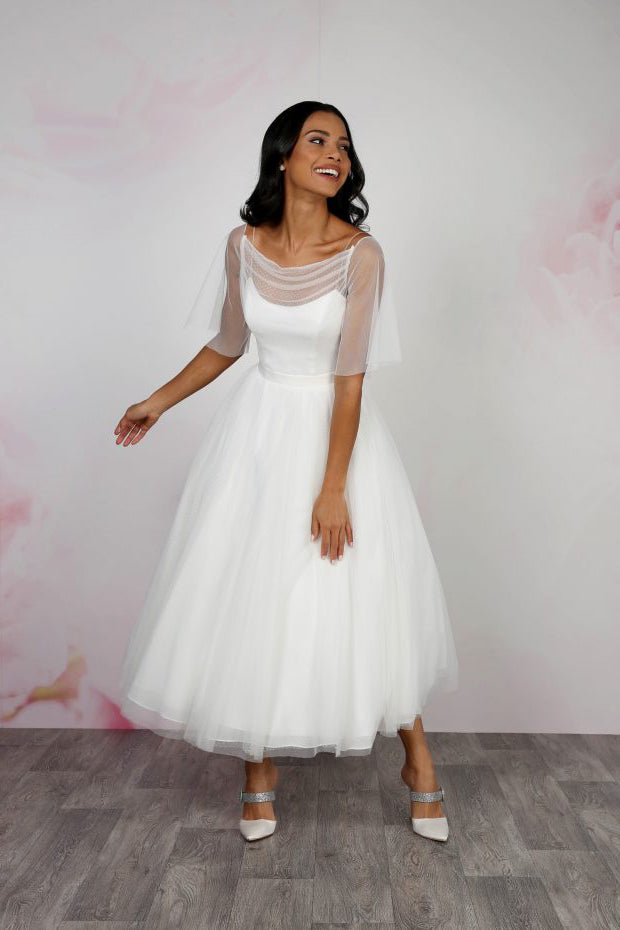 Dotty tulle tea length wedding gown Dotty tulle tea length wedding gown