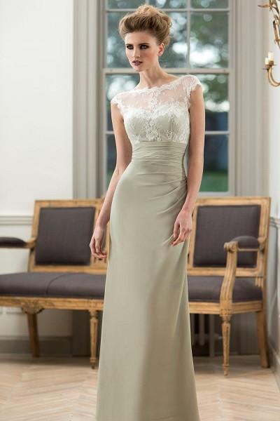 tb-m576 Chiffon dress with delicate lace bodice