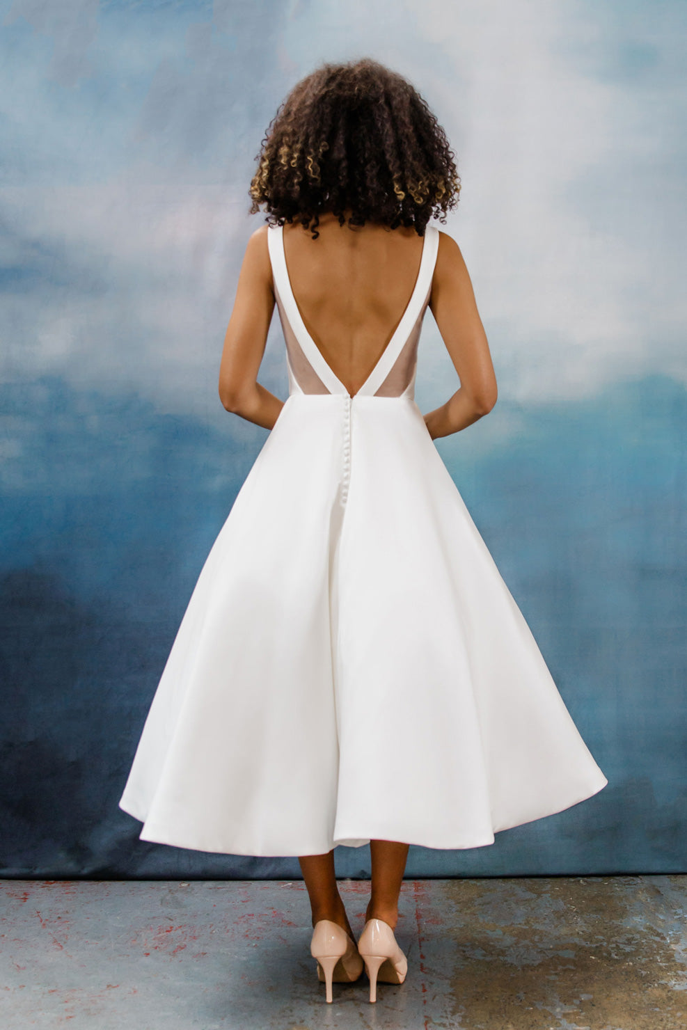 Hn-Mika Tea Length Mikado gown