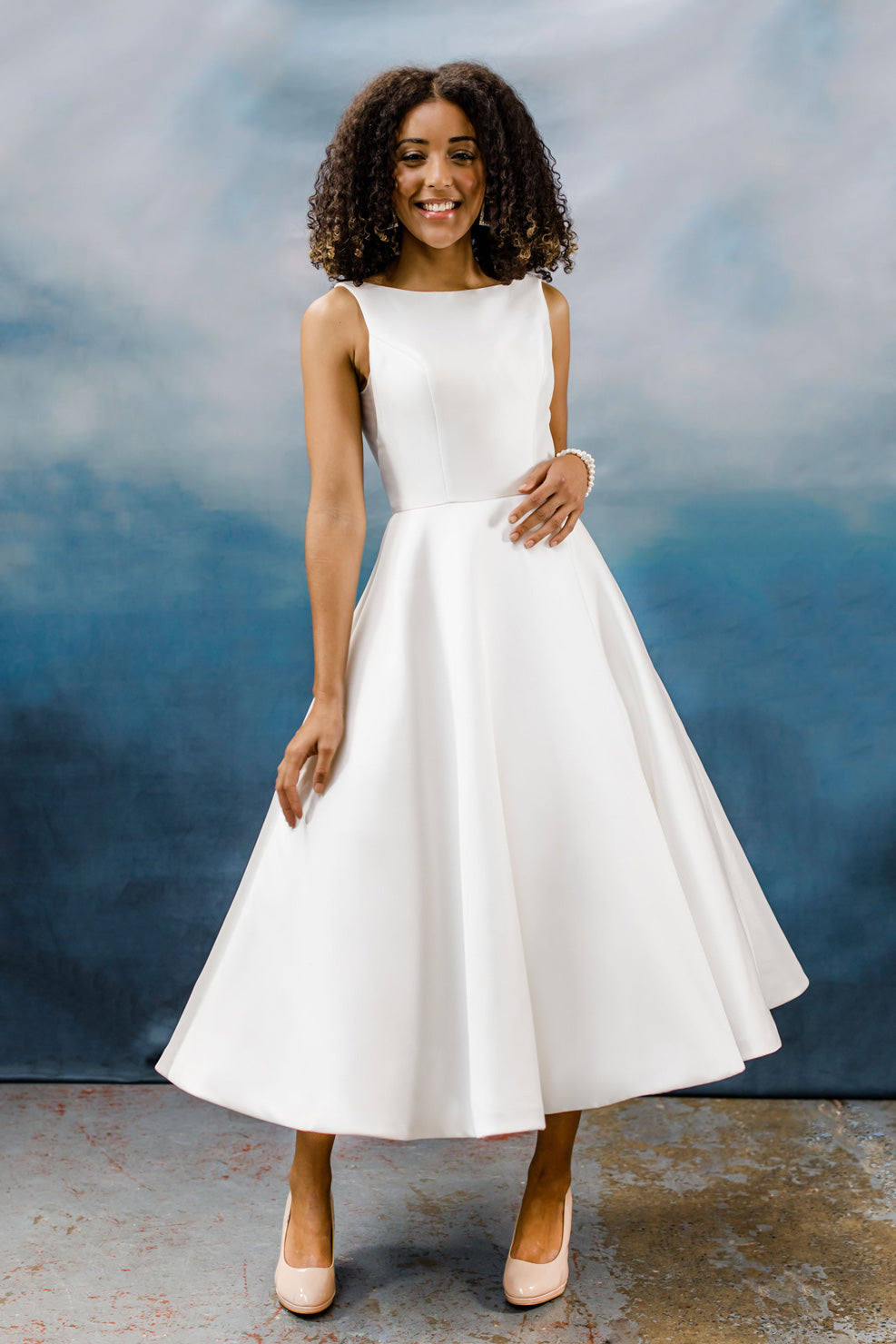 Hn-Mika Tea Length Mikado gown