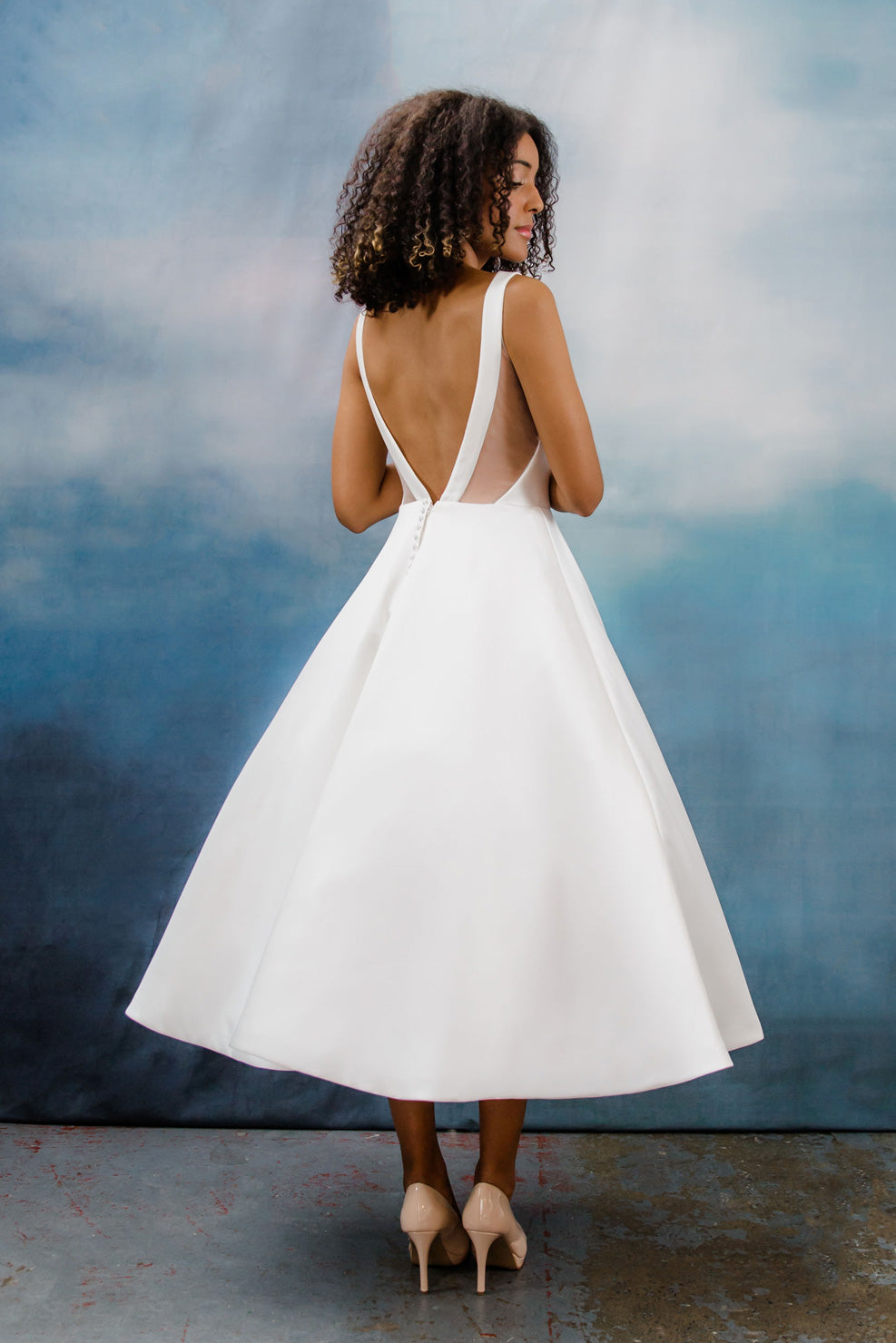 Hn-Mika Tea Length Mikado gown