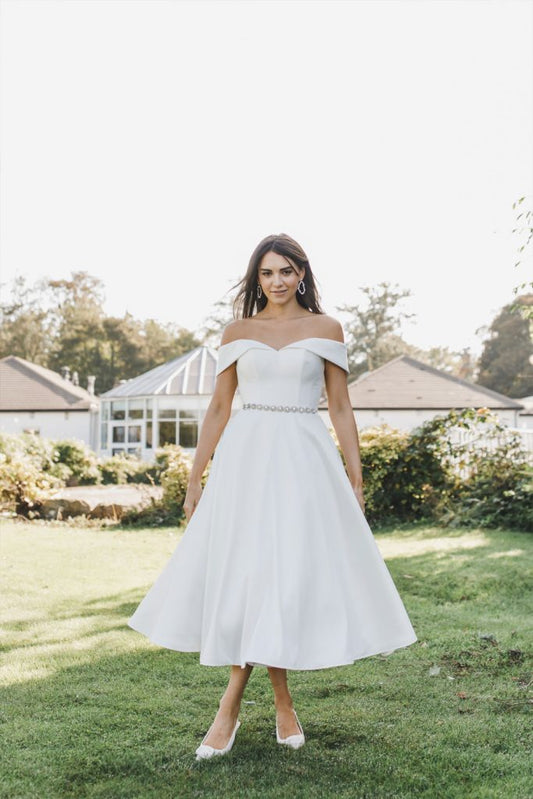 hn-Nadia Mikado Tea-Length Wedding Dress