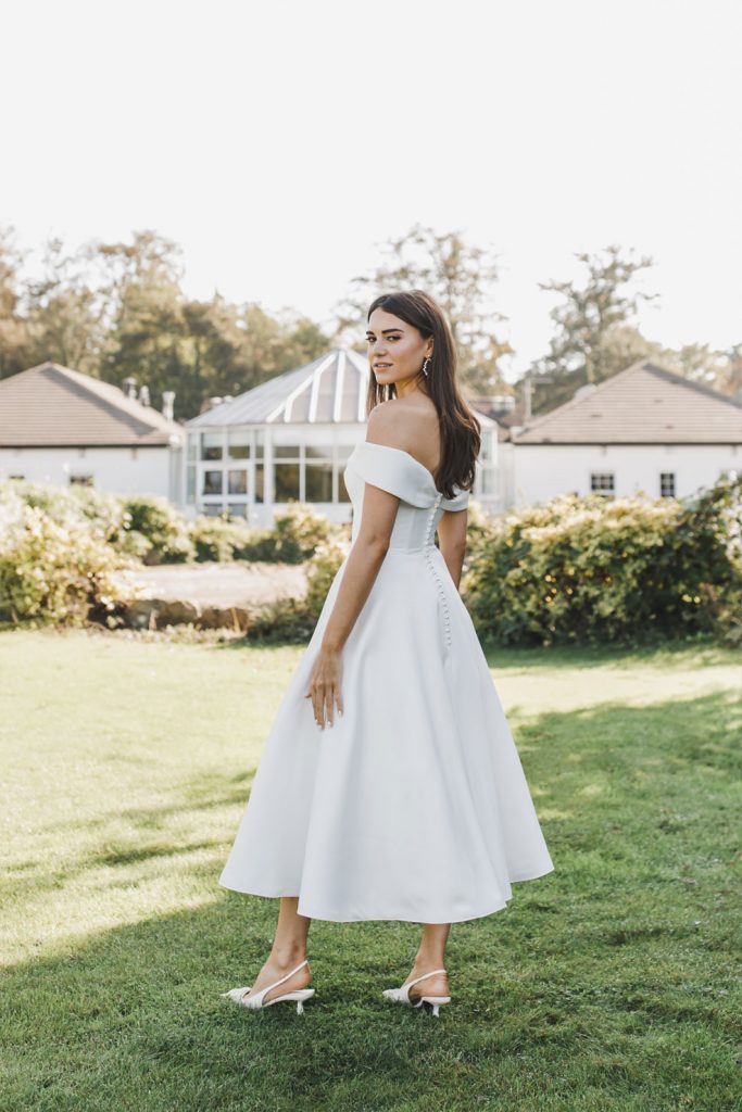 hn-Nadia Mikado Tea-Length Wedding Dress