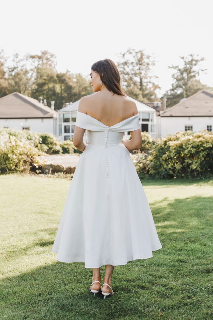 hn-Nadia Mikado Tea-Length Wedding Dress