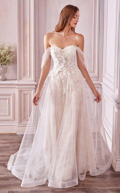 Bird Motif Chantilly Lace A-Line Wedding Gown AL-KATHY
