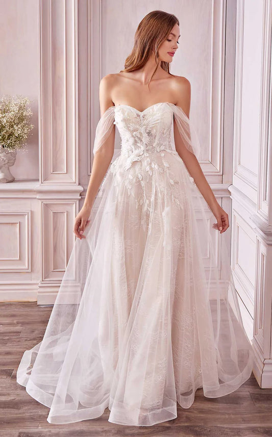 Bird Motif Chantilly Lace A-Line Wedding Gown AL-KATHY