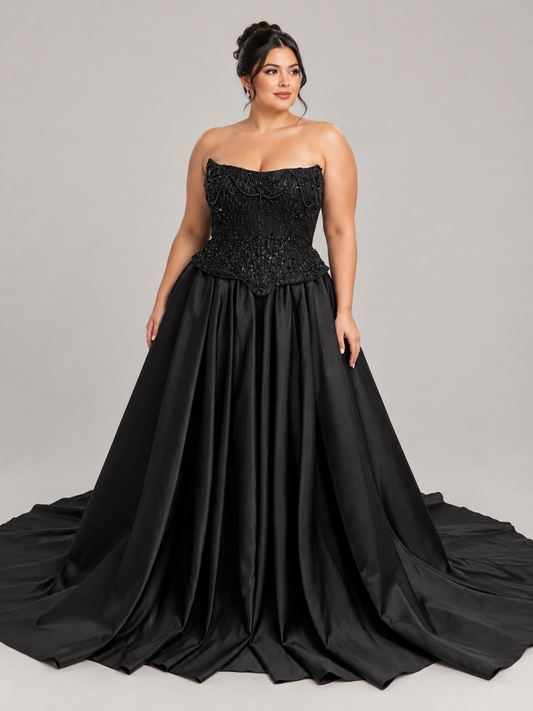 Colette – Black Beaded Corset Wedding Gown
