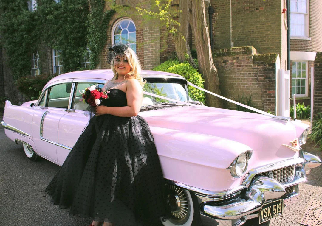 86-sofia Vintage polka dot strapless wedding gown