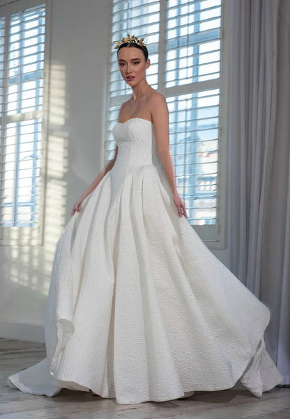 Freda Bennet Ezra – Contemporary Cloqué Strapless Wedding Dress- FB-Ezra