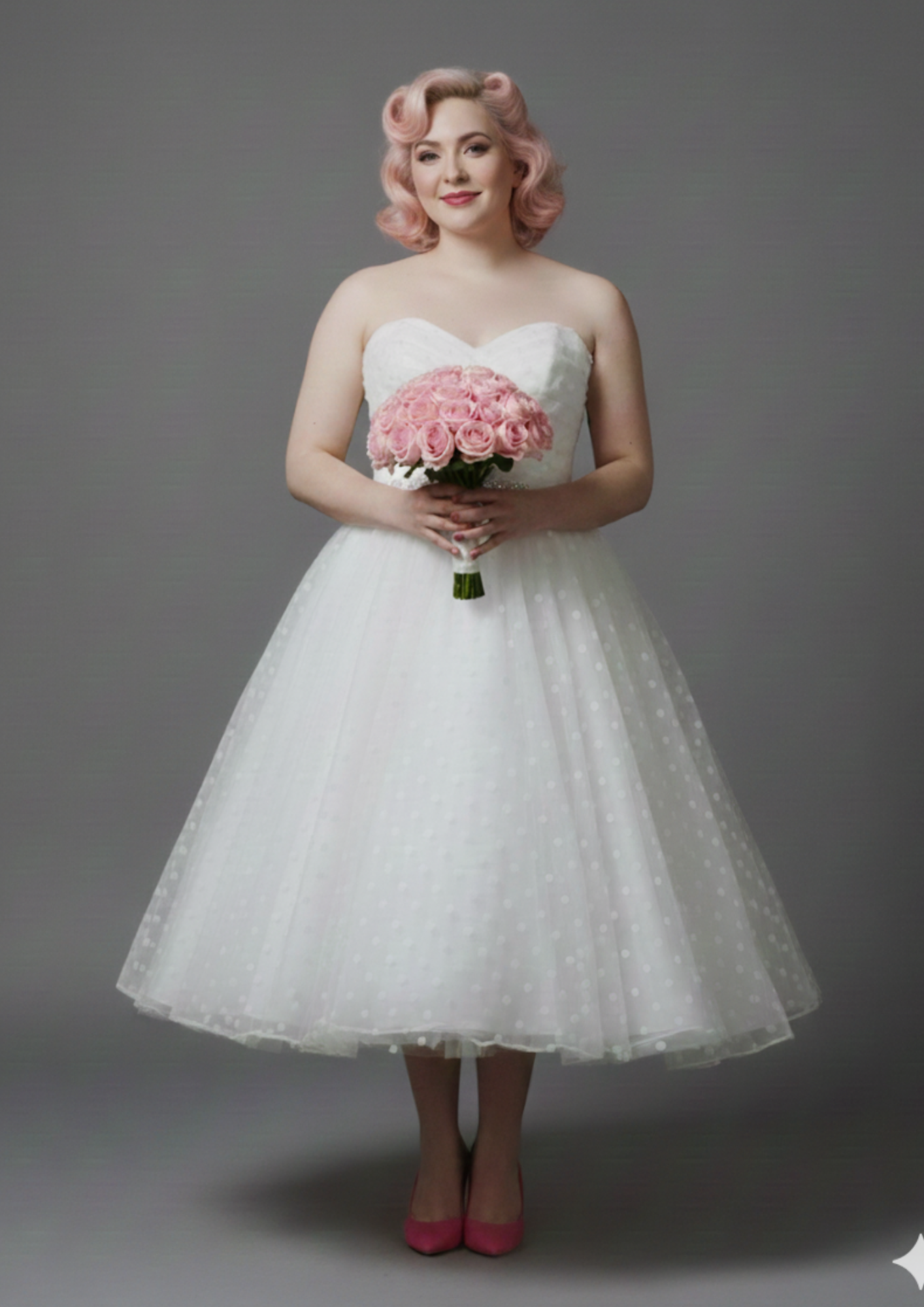 86-sofia Vintage polka dot strapless wedding gown