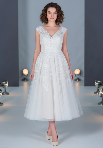 Tulle A-line gown with lace appliques | mg-katherine