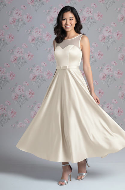 86-Chloe 1950s Tea Length Wedding Dress