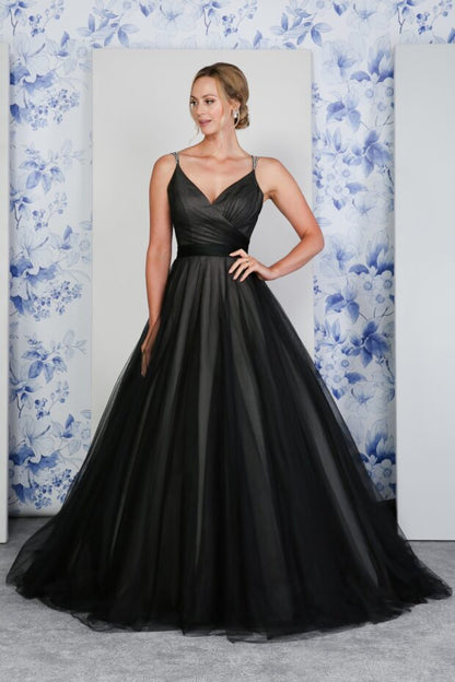 RD-Wednesday Black Tulle A-Line wedding dress