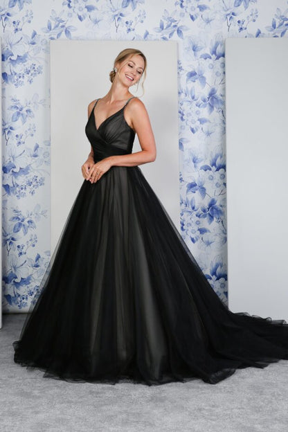 RD-Wednesday Black Tulle A-Line wedding dress