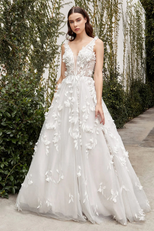 Floral Applique Bridal Ball Gown - AL-HERA