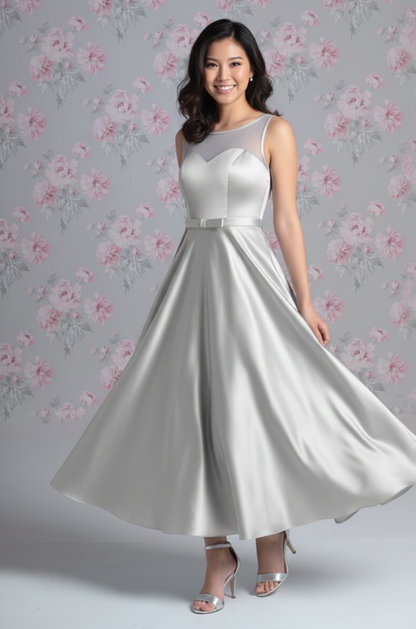 86-Chloe 1950s Tea Length Wedding Dress