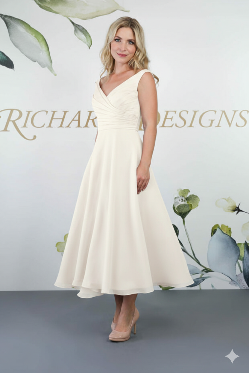 RD-SUSAN V-Neck Wrap-Over Pleat Dress