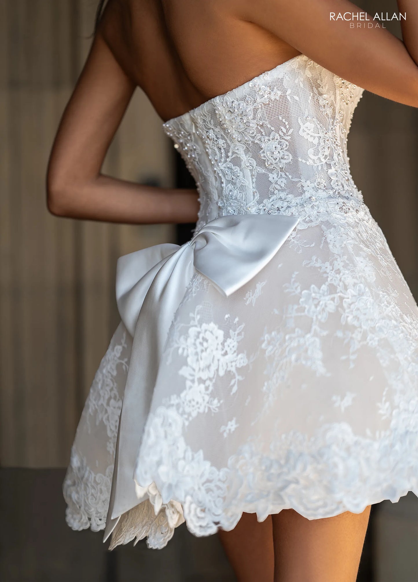 Aurelia - Ivory Sweetheart Aline Bridal Mini Dress - RB1011