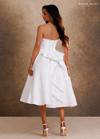 Catherine RB1021 - Brocade Tea Length Wedding Dress with Matching Bolero