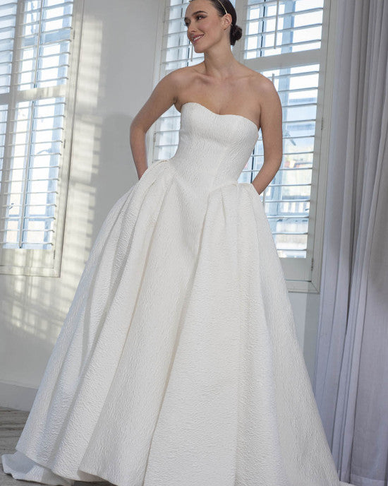 Freda Bennet Ezra – Contemporary Cloqué Strapless Wedding Dress- FB-Ezra