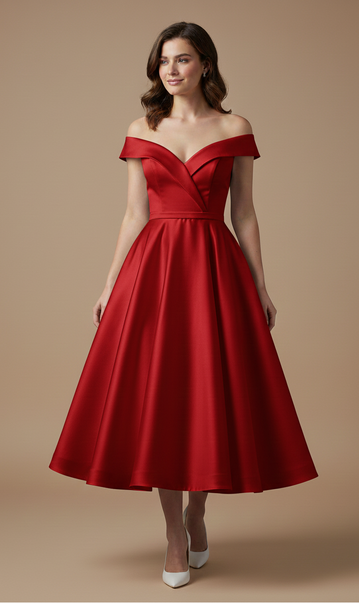 HN-Sophie – Tea-Length Mikado Bridal Gown