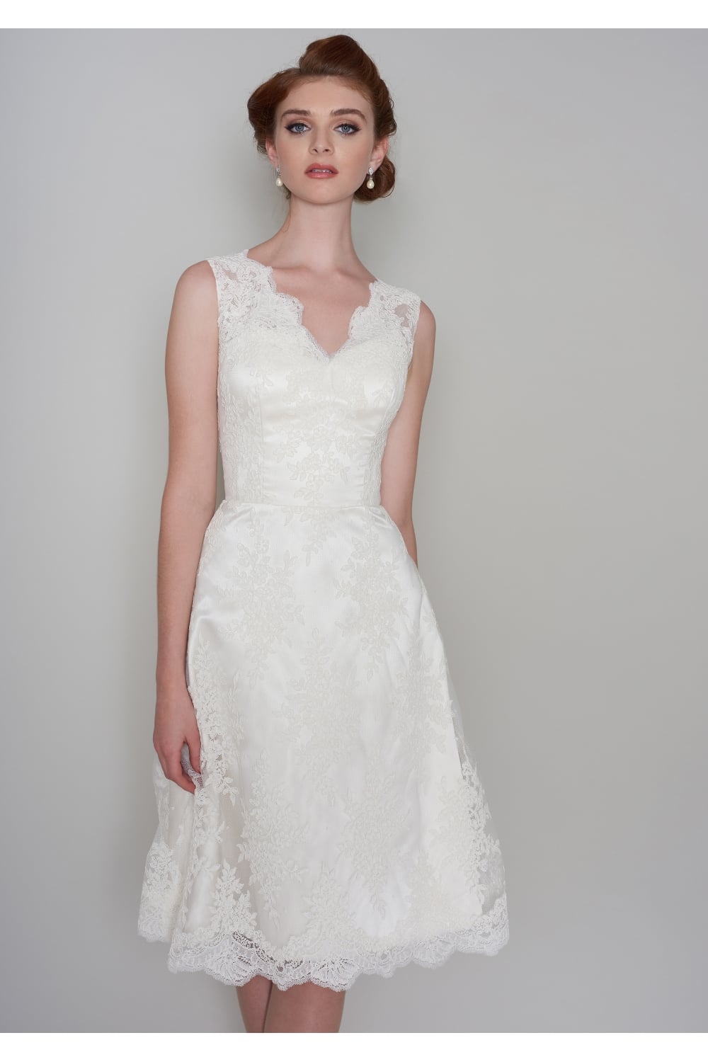 86-Mia – Classic Lace Tea-Length Wedding Dress