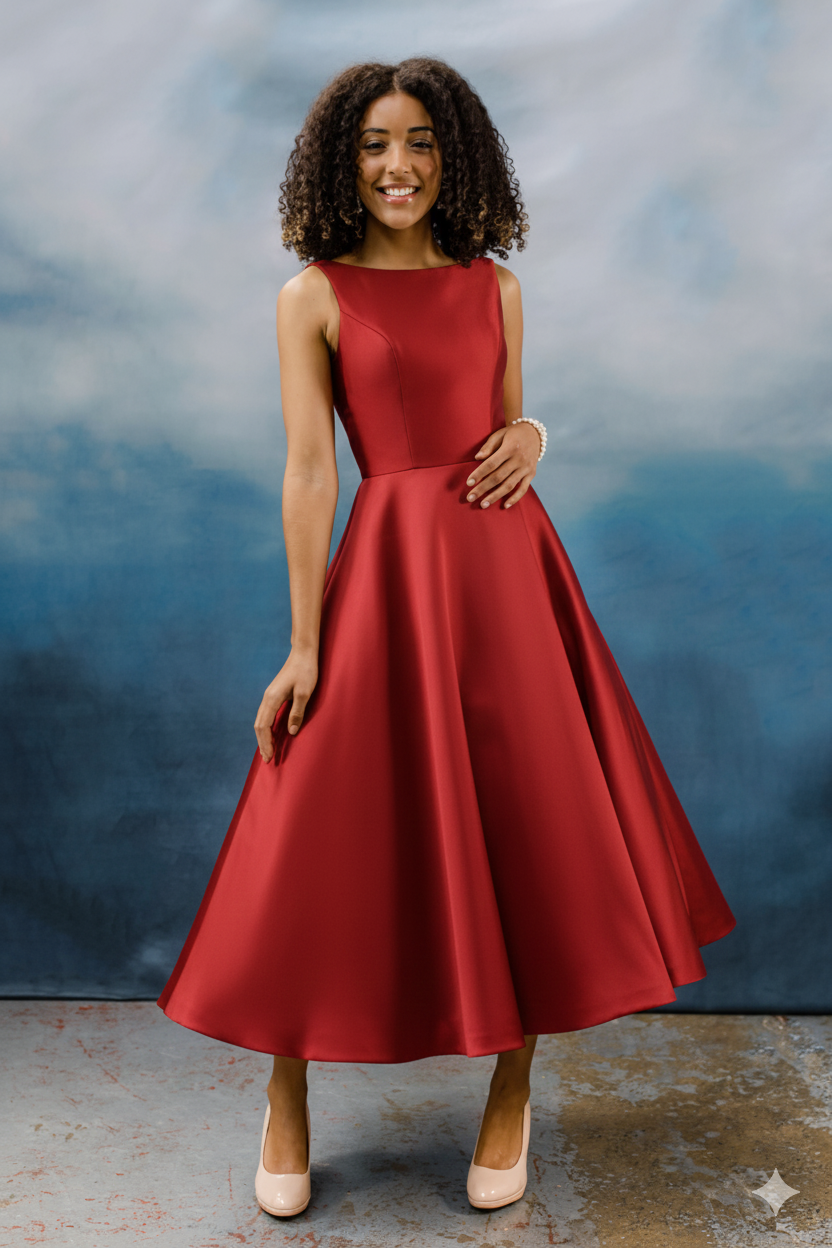 Hn-Mika Tea Length Mikado gown