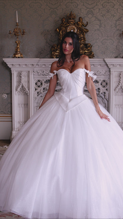 RB6198 – Sweetheart Mikado Bodice Tulle Ballgown Wedding Dress
