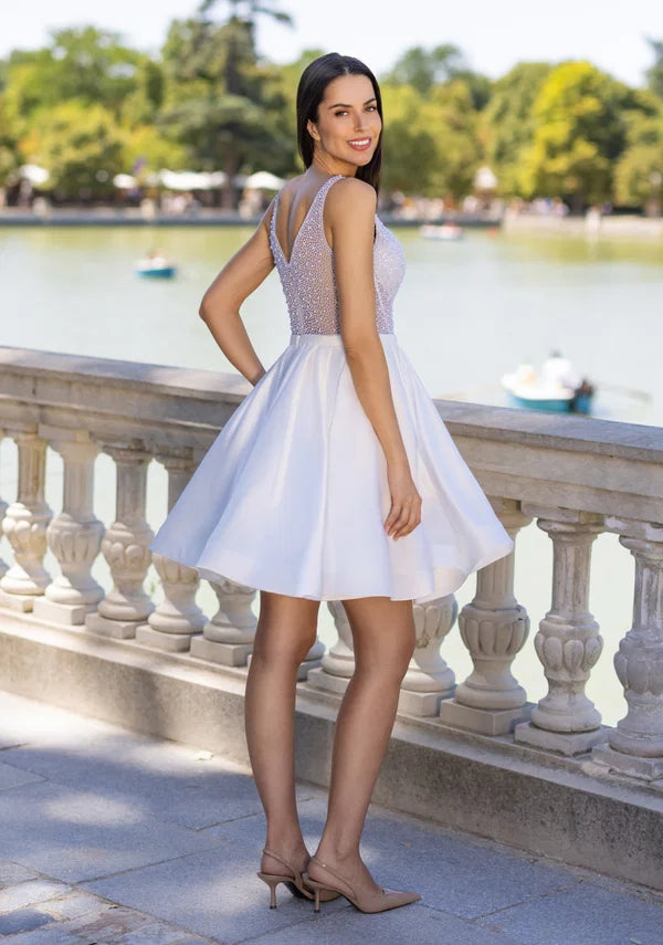 Blair-CK - Short Beaded Cocktail Bridal Mini Dress