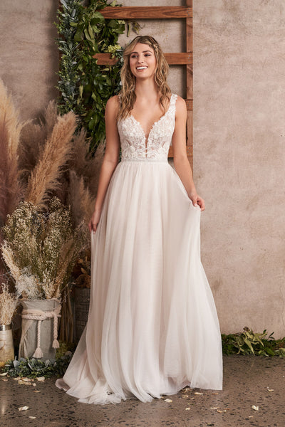 English net A line bridal dress by Lillian West 66213