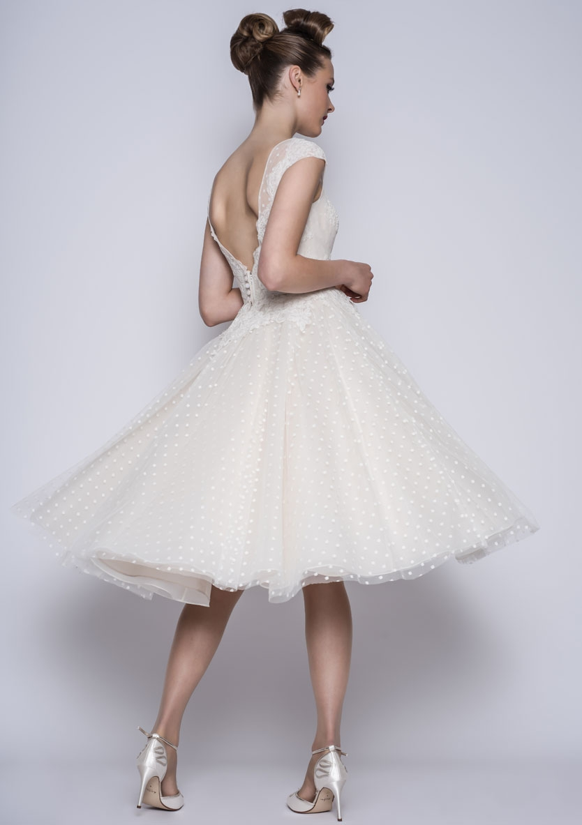 86-Betty - Tea length short wedding dress