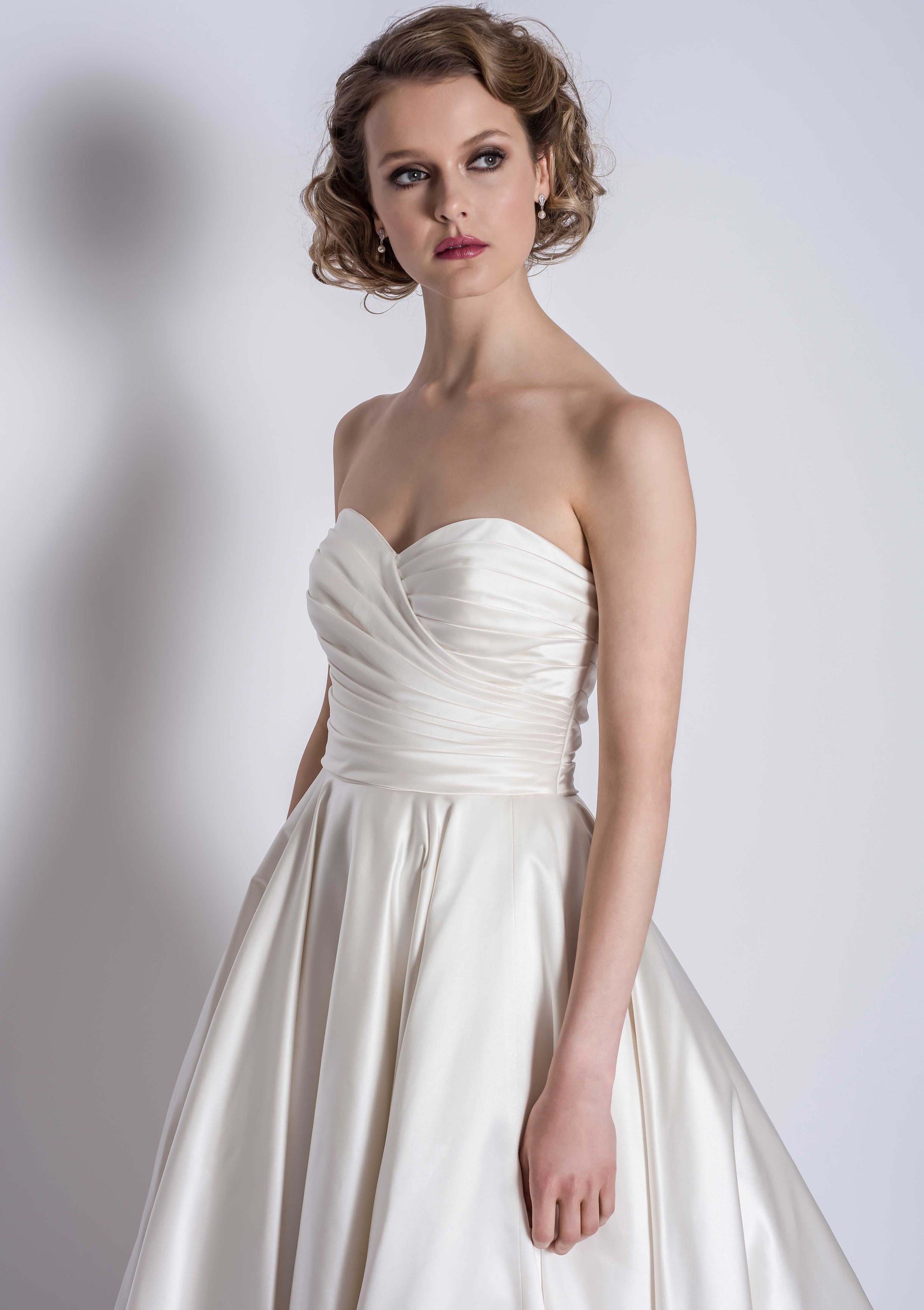 Bodice of the Elspeth tea length wedding dress