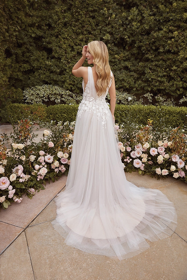 The back line of the Cayden bridal gown  ca-cayden