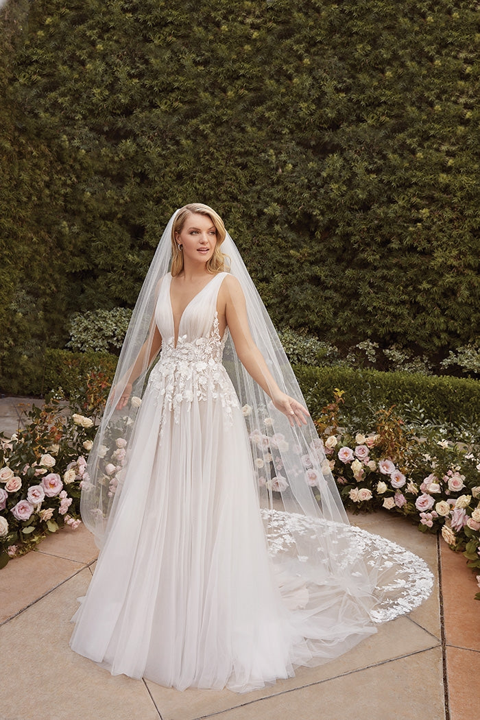 The Cayden wedding dress with a matching veil  ca-cayden