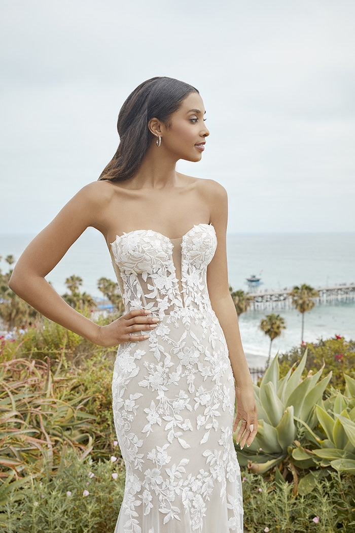 Closeup of the bodice of the Nola bridal gown
