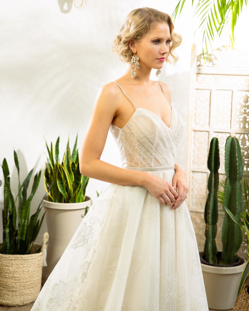 Close up of the Remington wedding dress' bodice