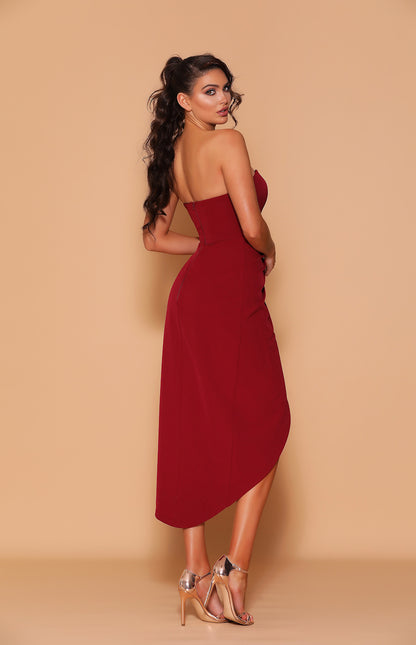 Fitted strapless satin dress   ja-beth