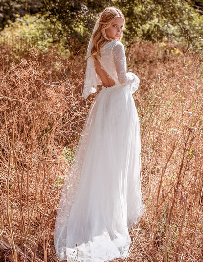 Back of the Cara Boho wedding dress